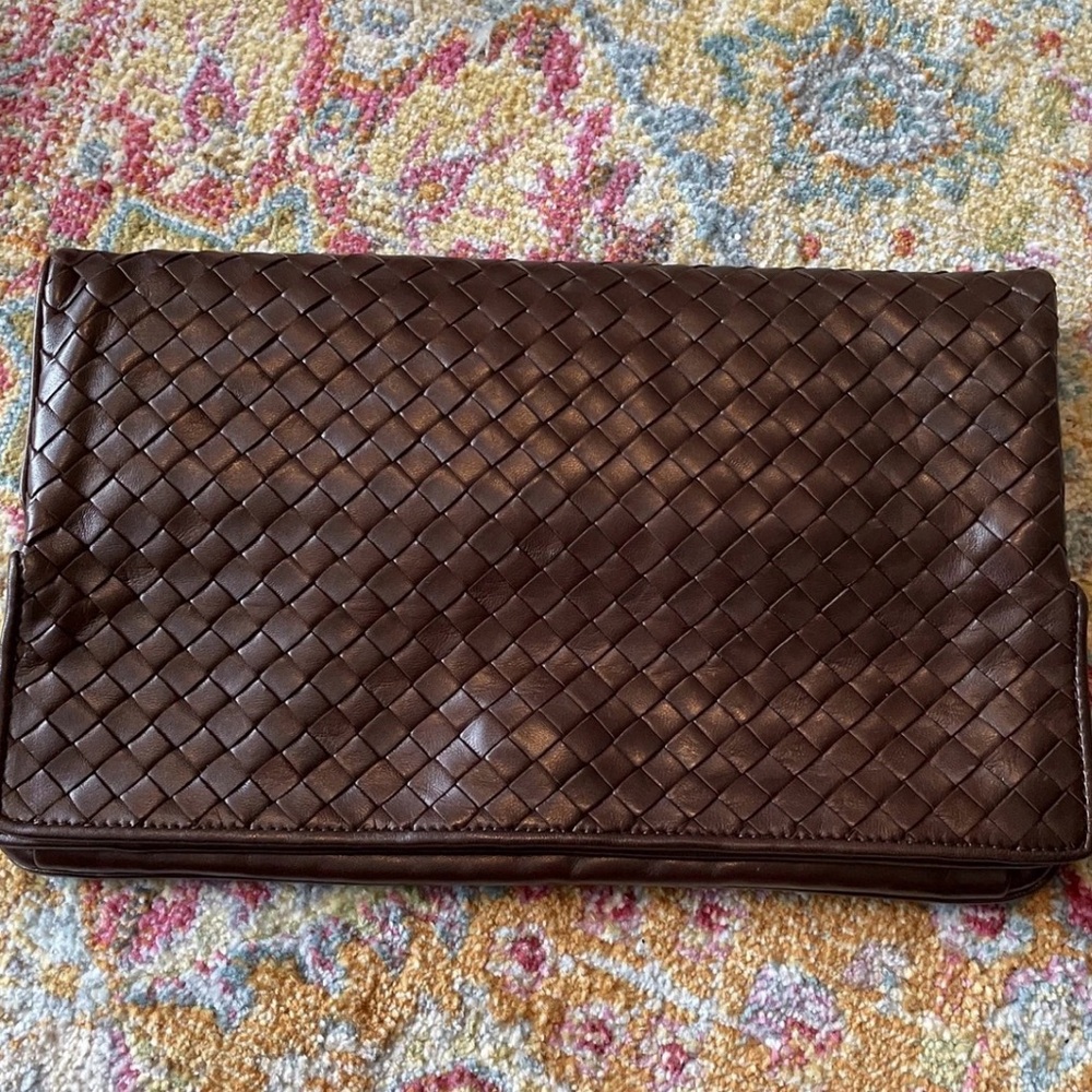 Bottega veneta Brown super soft Leather fold over clutch - Picture 1 of 8